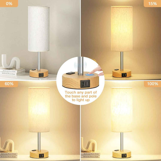 LampLibrary Decorative Nightstand Lamp – Flaxen Shade Lamp for Entryway Sideboards