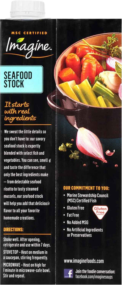 Imagine Seafood Stock 32 oz – Allergen-Friendly Fish Stock for Family Weeknight Dinners