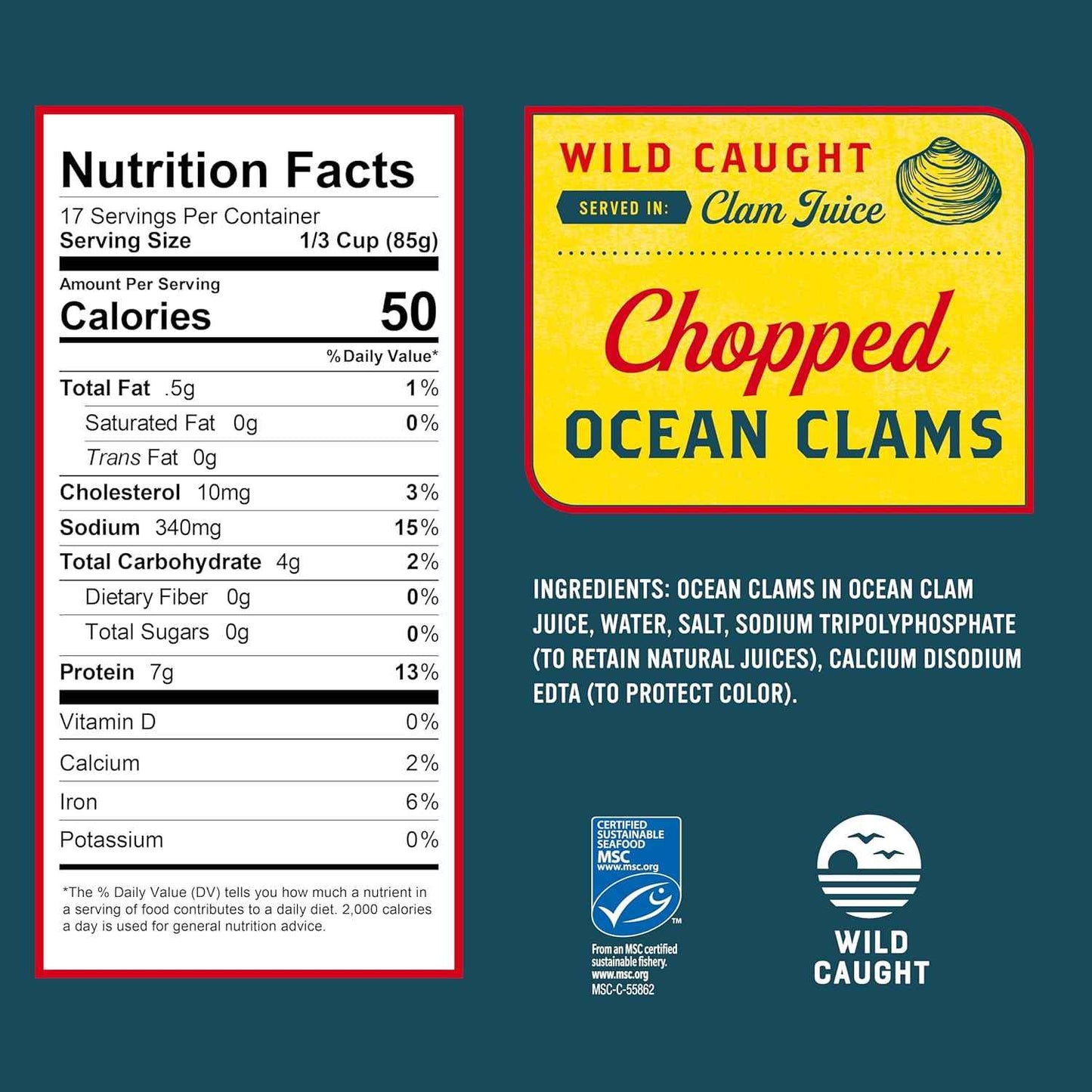 Snow's Ocean Chopped Clams 51 oz Can - Lean 7g Protein for Keto and Low-Carb Wellness Meals at Home