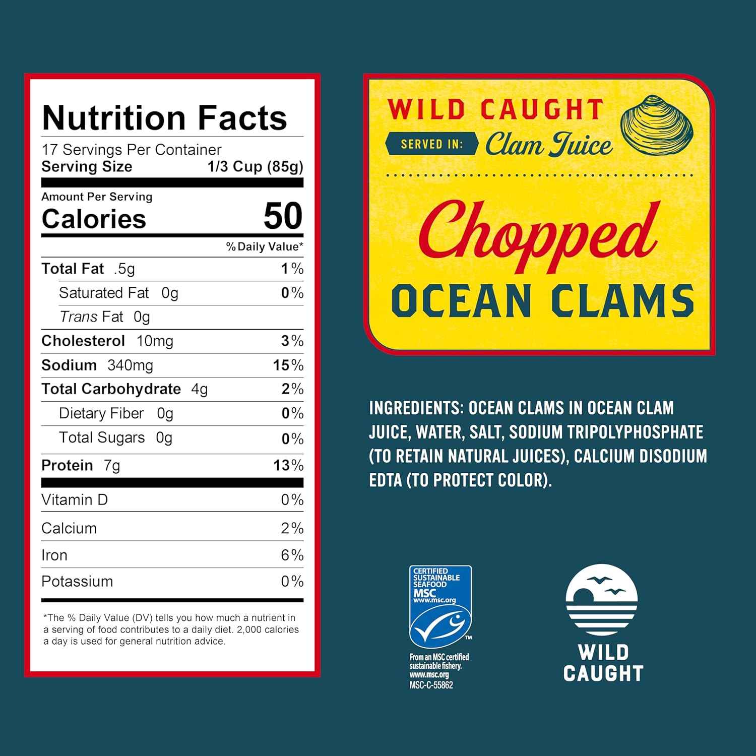 Snow's Ocean Chopped Clams 51 oz Can - Lean 7g Protein for Keto and Low-Carb Wellness Meals at Home