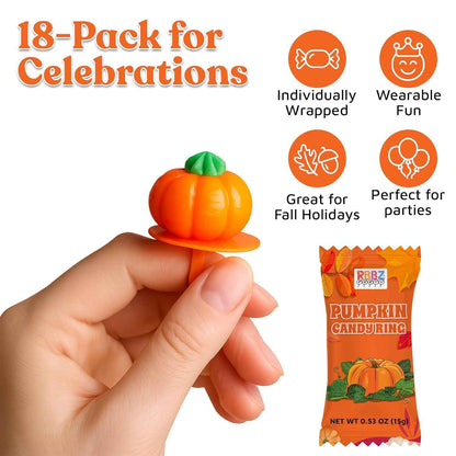 Pumpkin Candy 3D Ring Pops – Fall Themed Halloween Party Favor Gift for Kids and Teens