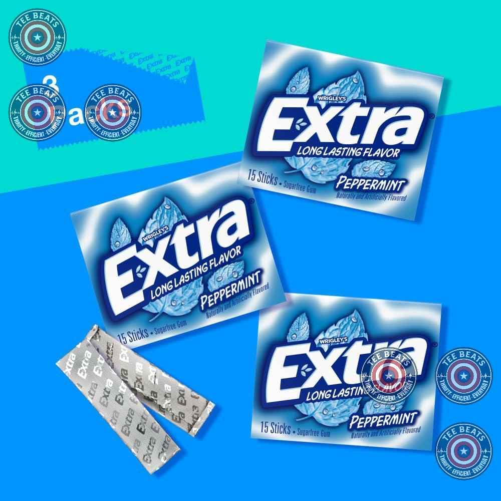 EXTRA Peppermint Sugar Free Chewing Gum Favorite Snack Care Package Gift for Teens