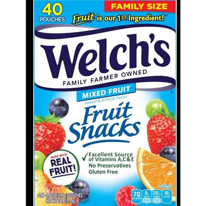 Welch's Fruit Snacks Bulk Variety Box – Gluten-Free, Fat-Free 0.8oz Single-Serve Pouches Safe for Nursery, Playroom, and Kids' Lunches