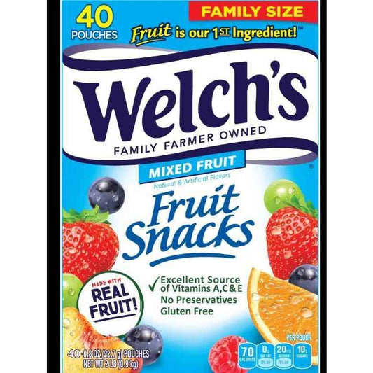 Welch's Fruit Snacks Bulk Variety Box – Gluten-Free, Fat-Free 0.8oz Single-Serve Pouches Safe for Nursery, Playroom, and Kids' Lunches