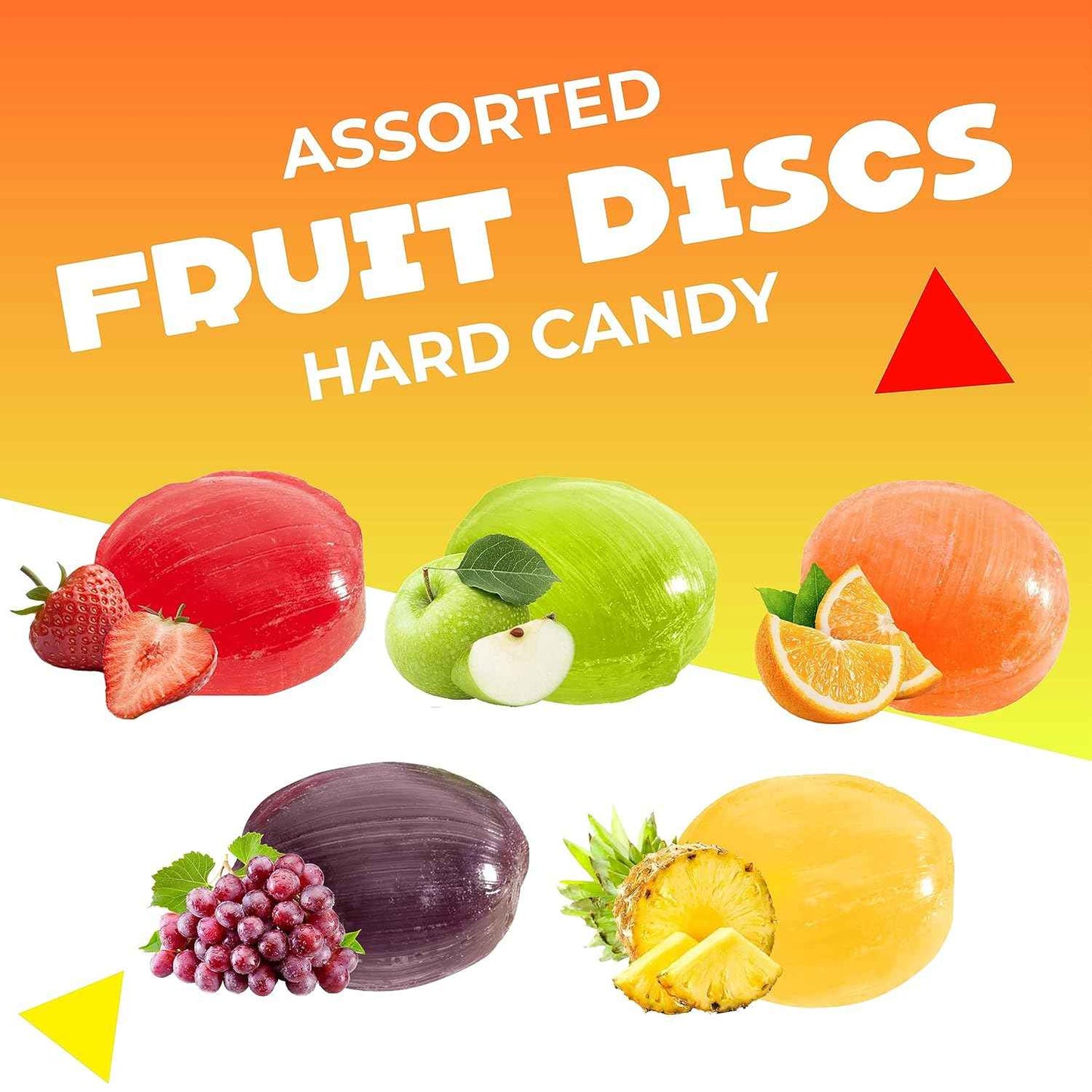 Assorted Fruit Discs | 1 Pound Bag - Approx. 70 Count | Hard Candy | Picnic Basket Treat