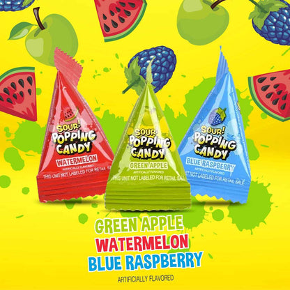 Sour Popping Rocks - Stocking Stuffer and Small Novelty Gift for Kids - 40 Count Bag of Individually Wrapped Sour Popping Candy Pouches