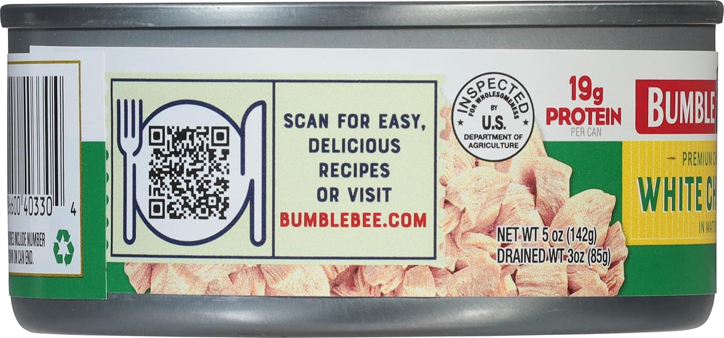 Bumble Bee Premium White Chicken Chunk in Water 5 oz Can – Single-Ingredient Protein for Clutter-Free Pantries