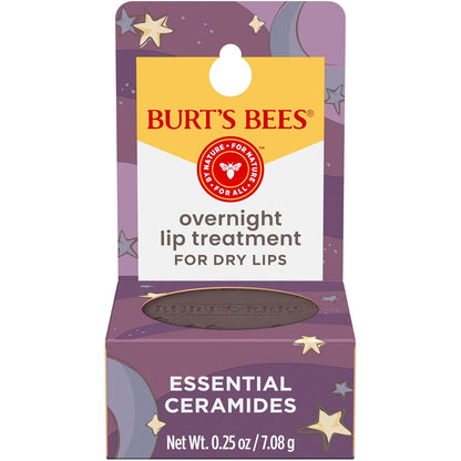Burt's Bees Overnight Intensive Lip Treatment – Nightly Bedtime Self-Care Ritual for Hydrated Lips by Morning