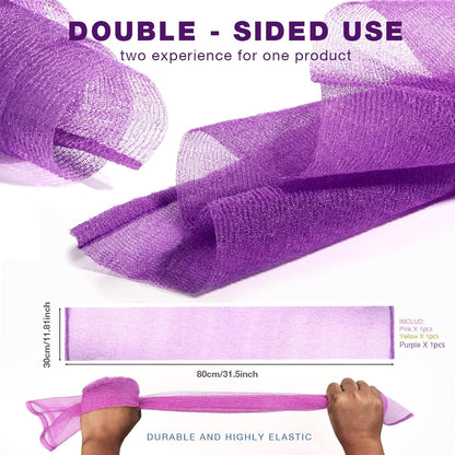3_Pieces_Exfoliating_Washcloth_Shower_Towel_African_Net_Sponge_Japanese_Wash_Cloth_Face_Exfoliating_Sponge_Loofah_Exfoliating_Body_Scrubber_for_Body_Exfoliation