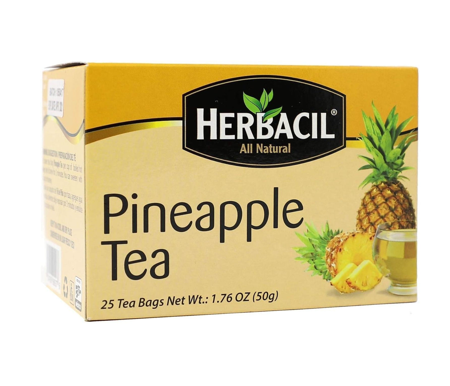 Herbacil_Pineapple_Tea,_Herbal_Tea_with_Dehydrated_Fruit,_Caffeine_-_Free,_2-Pack_of_25_bags_per_box_(50_Bags)