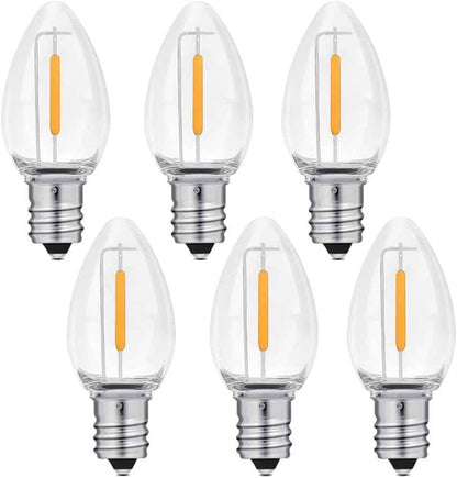 NETEHA C7 LED Bulbs for Cozy Living Room Decor, 2700K Warm White E12 Replacement Bulbs for Indoor String Lights and Mantel Displays