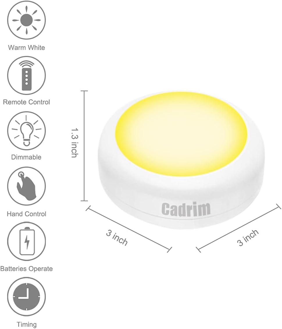 Cadrim Puck Lights - Flameless, Cool-to-Touch Night Lighting for Homes with Kids and Pets