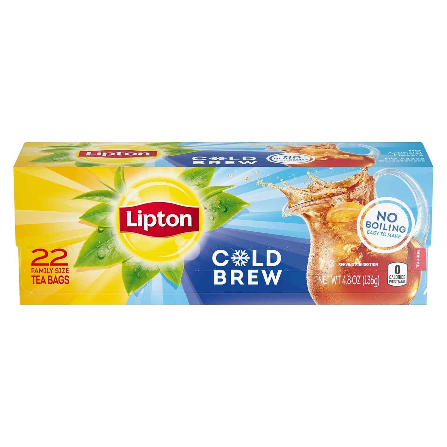 Lipton Cold Brew Iced Tea Bags for Health-Conscious Hydration Routines, Zero Calorie Family Size Cold Brew for Daily Wellness
