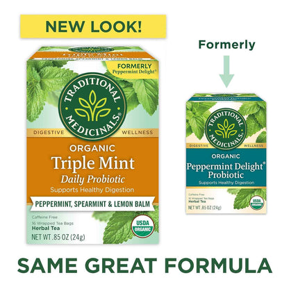 Traditional Medicinals Organic Triple Mint Tea – Gentle Family-Friendly Herbal Brew for Kids' Snack Time