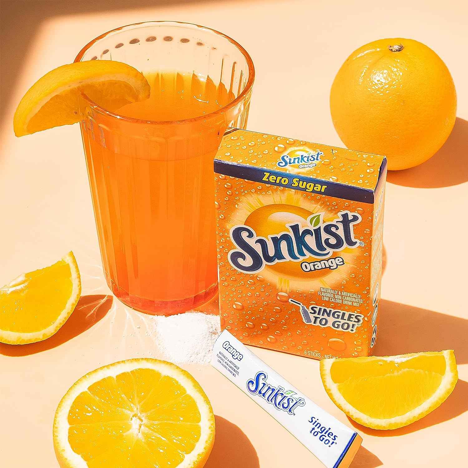 Sunkist Drink Mix Sticks for Commuters and Office Professionals – Calorie-Free Flavored Water for the Car and Conference Room