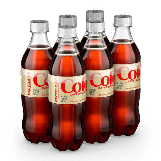 Diet Coke Caffeine Free Soft Drink 16.9 fl oz, 6 Pack – Calorie Free Cola for Mindful Family Dinners and Caffeine-Sensitive Lifestyles