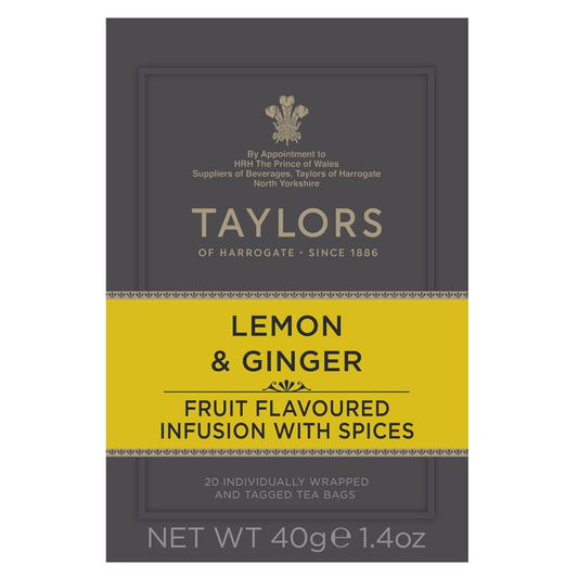 caffeine-free herbal blend with 37% ginger root plus lemon peel, lemongrass, and galangal