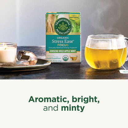 Traditional Medicinals Stress Ease Focus Tea – Thoughtful Wellness Gift for Stressed Friends and Coworkers, 16 Bags