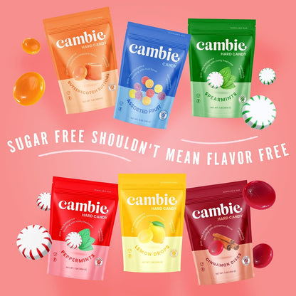 Cambie Sugar Free Hard Candy Spearmint – Low-Calorie Breakroom Snack for Busy Professionals, Individually Wrapped