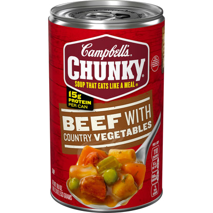 Campbell's Chunky Soup with Country Vegetables – Filling Lunch for College Students and Dorm Life, 18.8 Oz