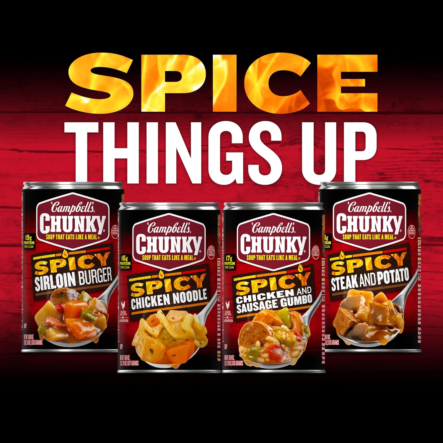 Campbell's Chunky Spicy Sausage Mac Soup, 18.8 oz Can – Heat-and-Eat Office Breakroom Meal with 18g Protein to Power Through the Workday