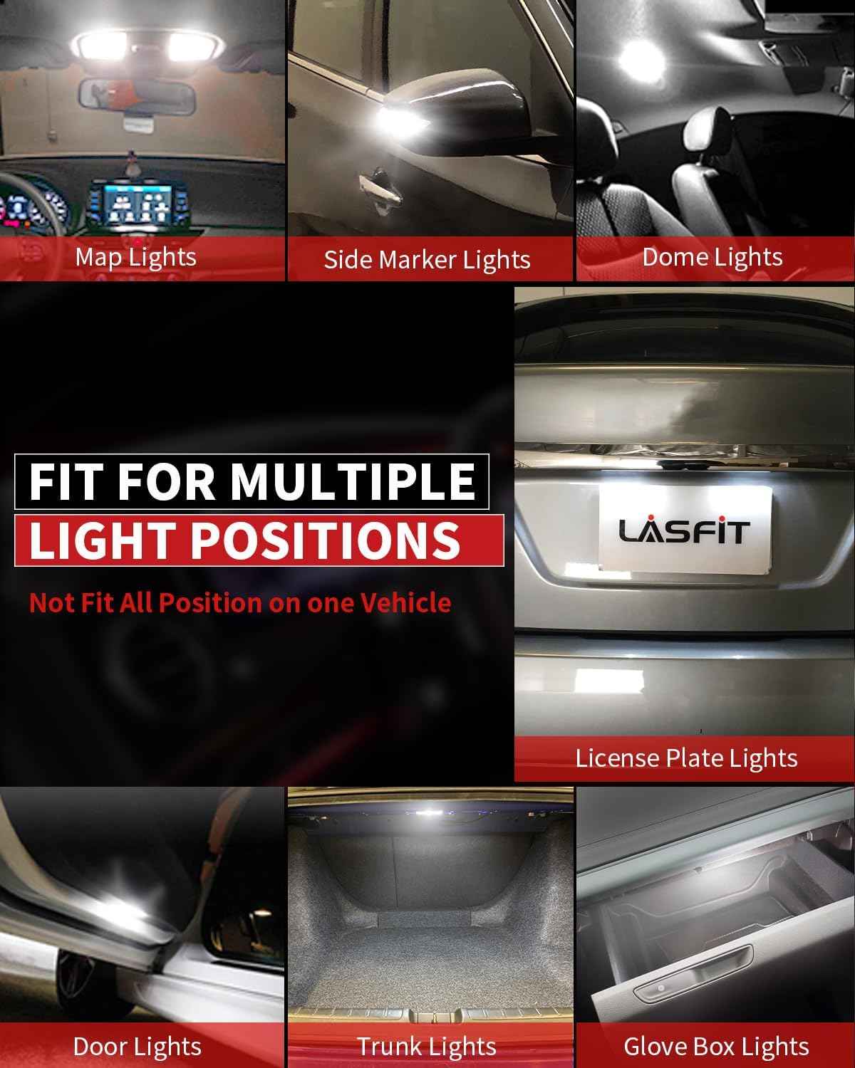 LASFIT 194 LED Bulb for License Plate and Interior, Child-Safe Cool White 6000K Upgrade