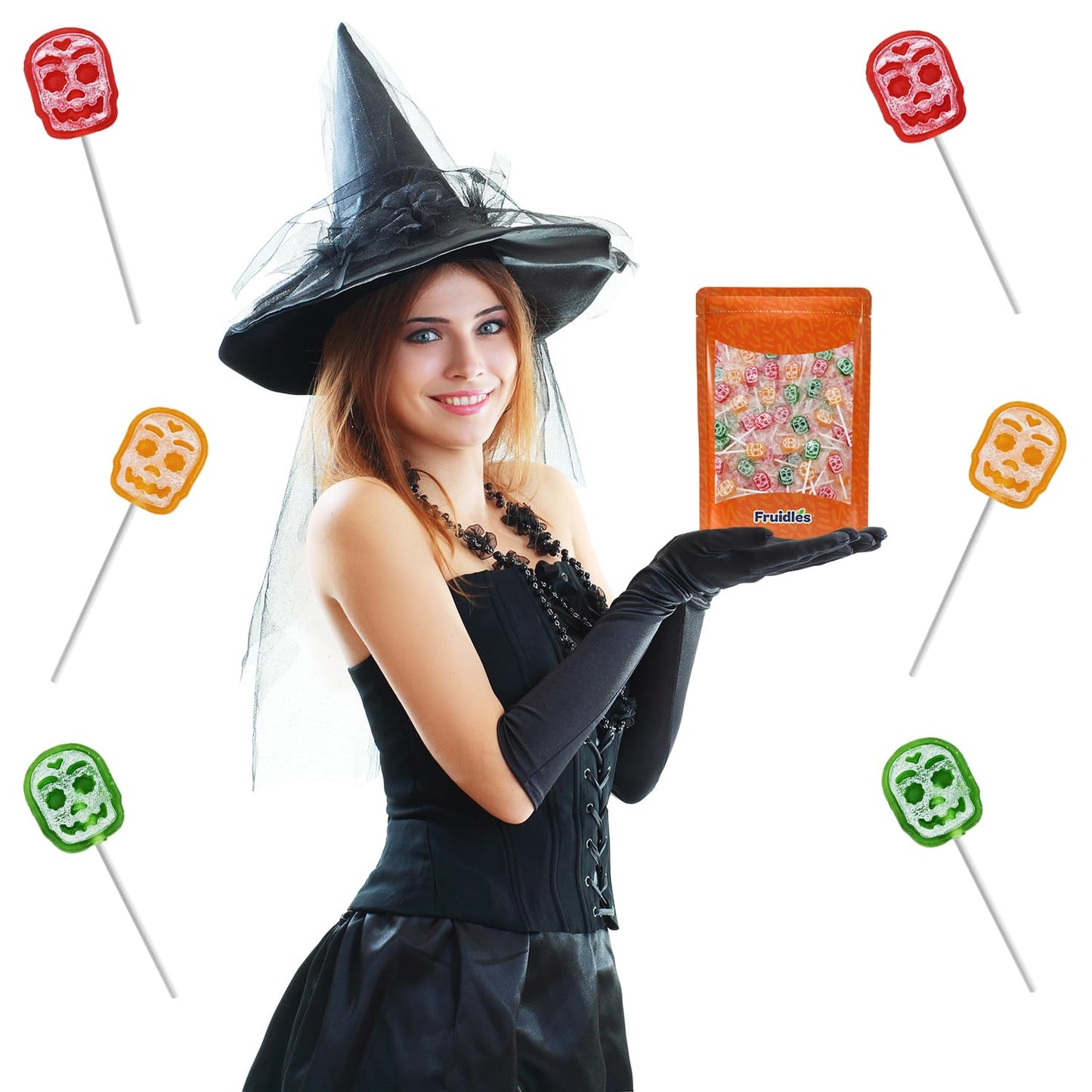 Candy Pop Co. Skull Lollipop Suckers – Portable Trick-or-Treat Candy for Neighborhood Treat Drops
