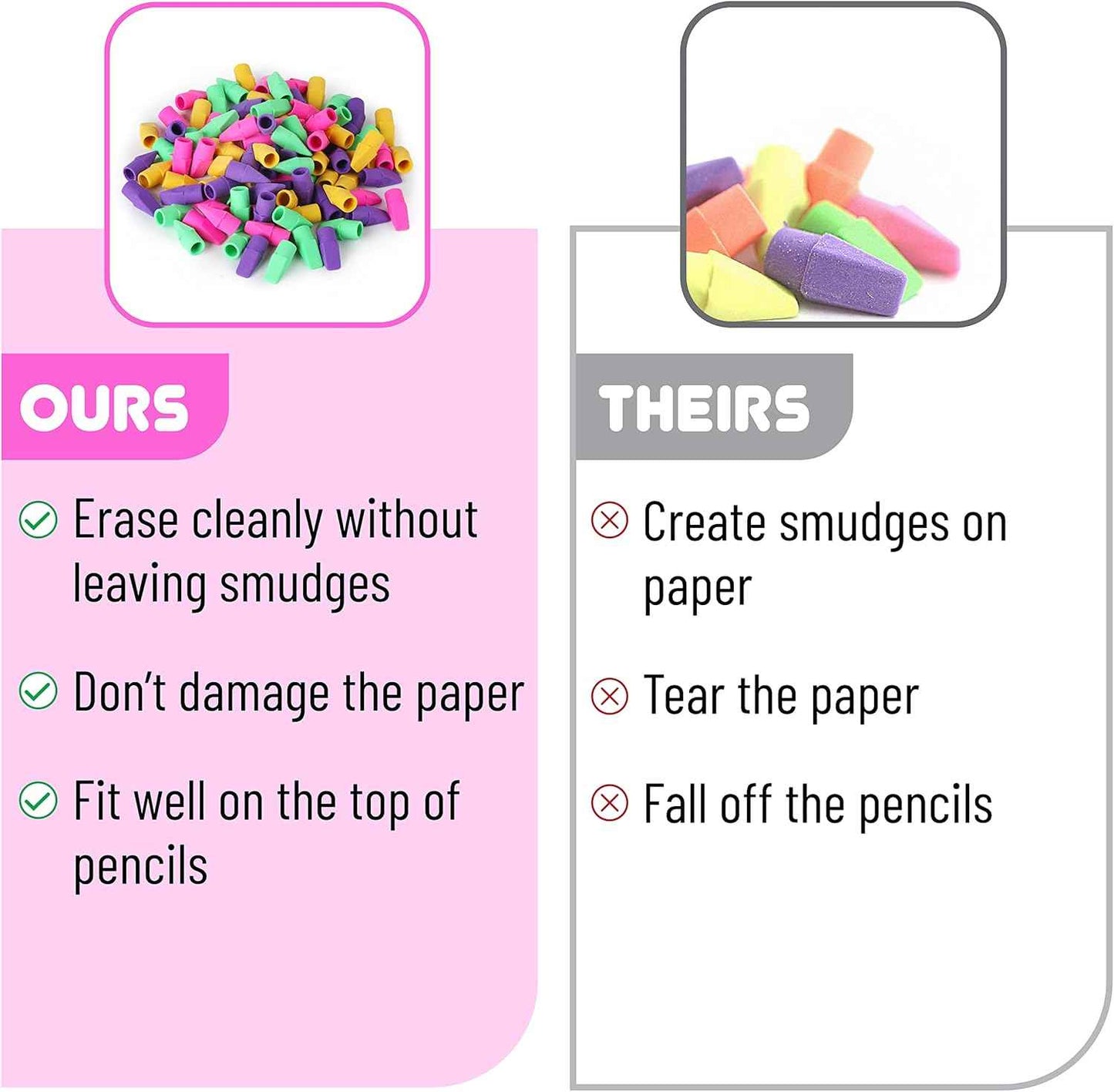 Mr. Pen- Latex-Free Pencil Cap Erasers in 38 Colors, Thoughtful Bulk Gift for Teachers, Homeschool Parents, and Stocking Stuffers
