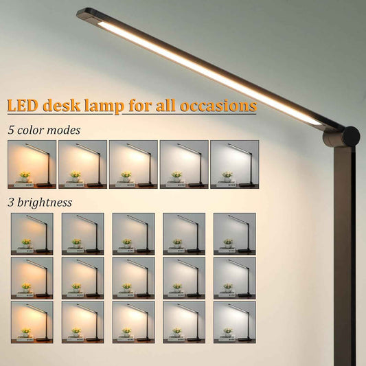 LumeRay LED Desk Lamp for Bedroom – 6 Color Finish Foldable Bedside Lamp with Warm Night Light and USB Charging for Nightstand Styling