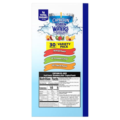 Capri Sun Roarin' Waters Flavored Water – Only 1g of Sugar per Pouch for a Smarter Swap to Juice and Soda, 30 ct