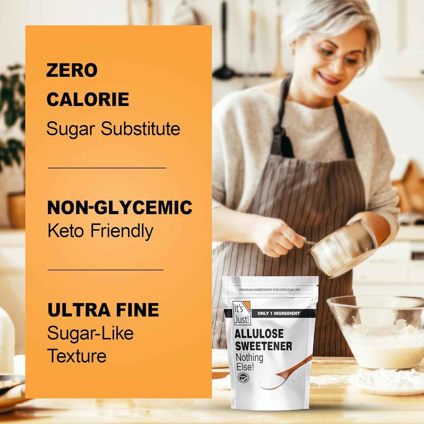 It's Just - Pure Allulose for Family Meal Prep, Safe Sugar Swap for Kids' Low-Sugar Baking