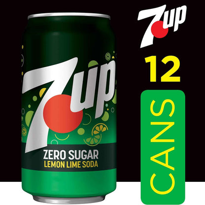 7UP Zero Sugar Soda, 12-Pack Cans – Office Break Room Refreshment for Afternoon Focus