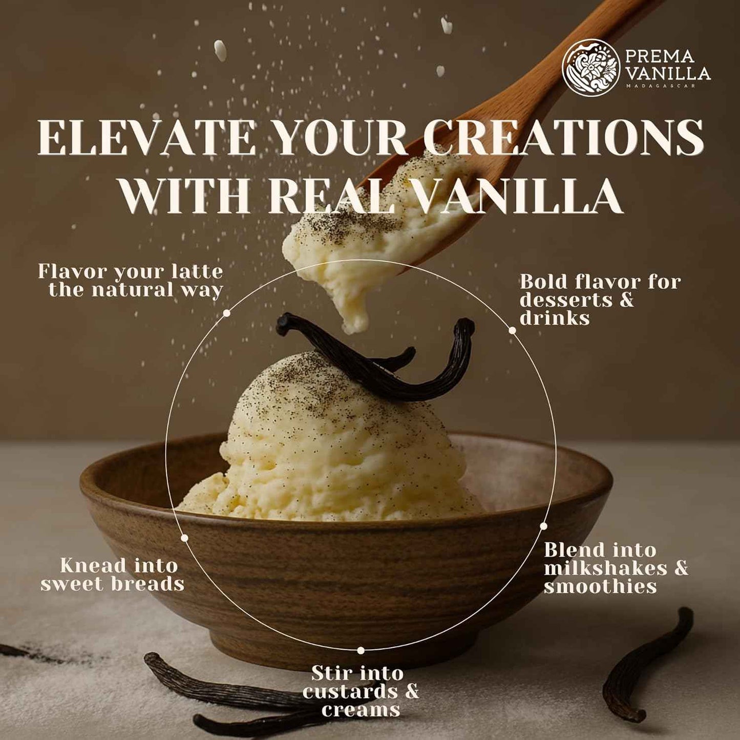 PREMA VANILLA Madagascar Bourbon Vanilla Beans – Premium Pantry Upgrade for Gourmet Chefs, Grade A Pods