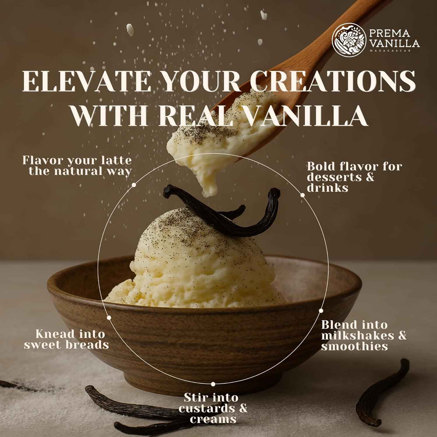 PREMA VANILLA Madagascar Bourbon Vanilla Beans – Premium Pantry Upgrade for Gourmet Chefs, Grade A Pods