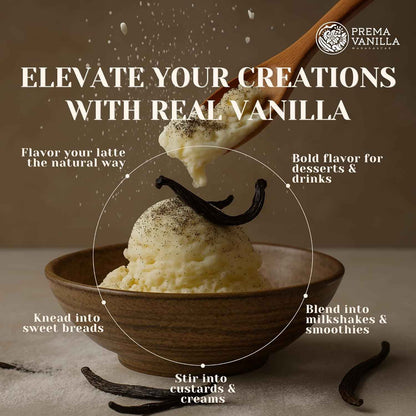 PREMA VANILLA Madagascar Bourbon Vanilla Beans – Premium Pantry Upgrade for Gourmet Chefs, Grade A Pods