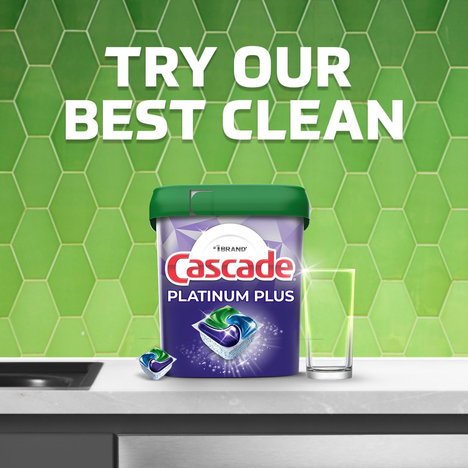 Cascade Platinum Dishwasher Pods for Family Kitchens, Child-Safe Single-Dose ActionPacs