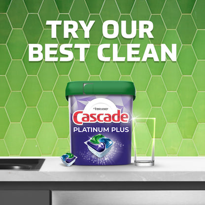 Cascade Platinum Dishwasher Pods for Family Kitchens, Child-Safe Single-Dose ActionPacs