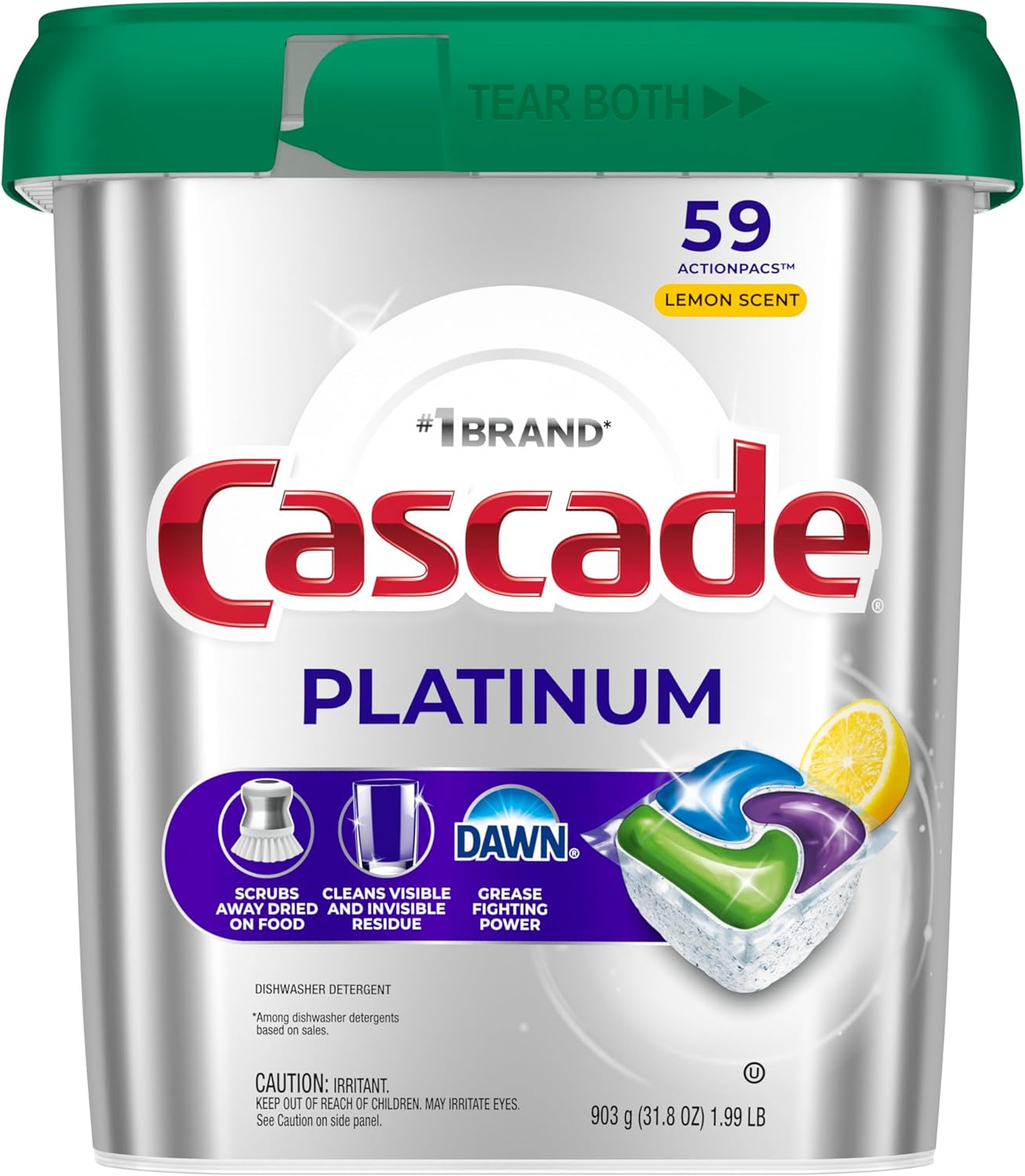 Cascade Platinum Lemon Dishwasher Pods – Mindful Kitchen Care, Spot-Free Glassware After Every Meal
