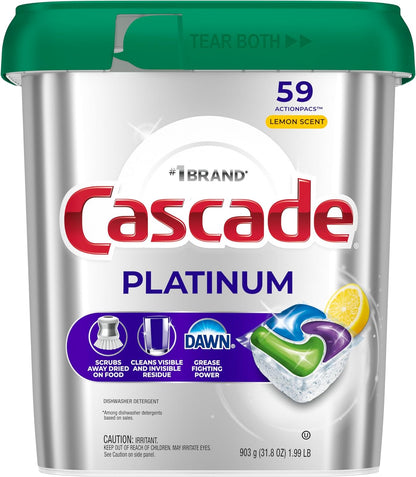 Cascade Platinum Lemon Dishwasher Pods – Mindful Kitchen Care, Spot-Free Glassware After Every Meal