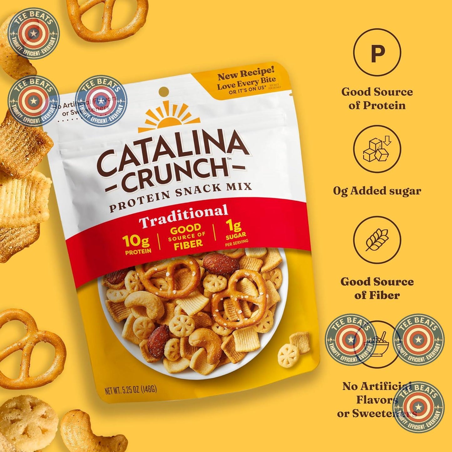 Catalina Crunch Protein Snack Mix - Low-Sugar Savory Crunch for Blood Sugar Wellness Routines and Self-Care Snack Breaks, 5.25 oz Bag