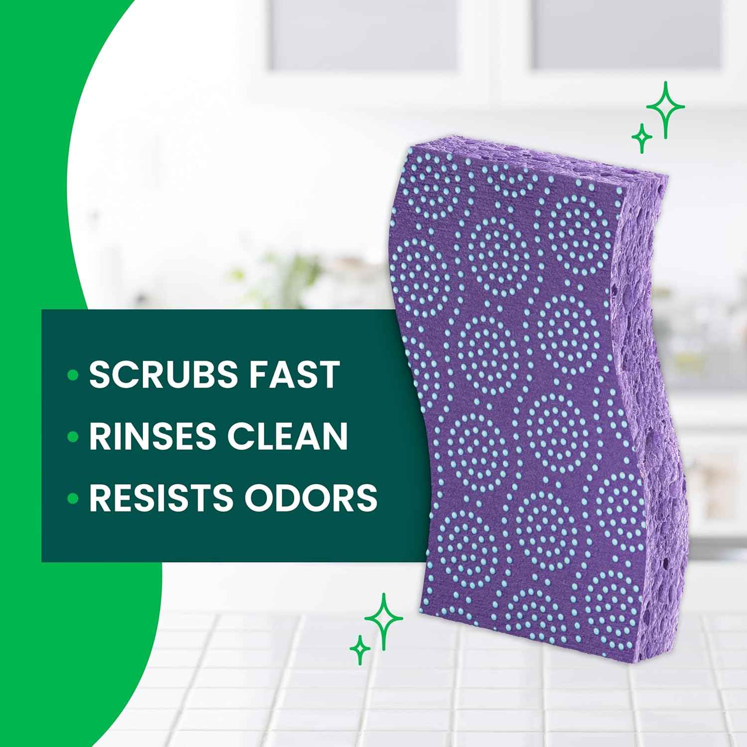 Scotch-Brite Odor Resist Non-Scratch Scrub Sponge – Heavy-Duty Dish Sponges for Fast Kitchen Cleanup
