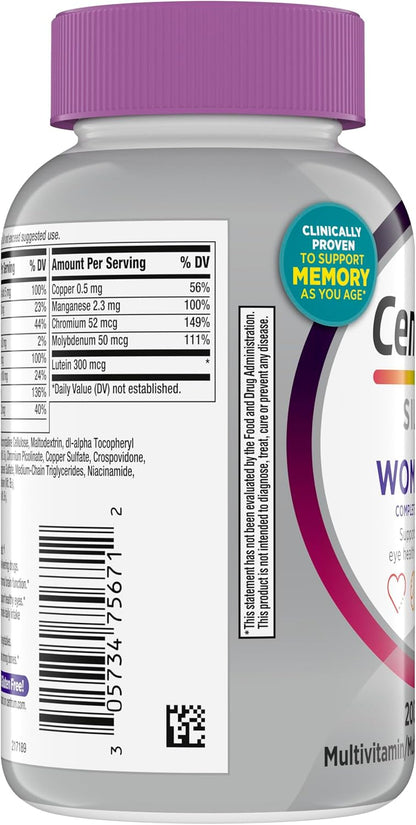 Centrum Silver Women's 50 Plus Multivitamin – Everyday Vitality Supplement for Bathroom Counter Wellness, Non-GMO and Gluten-Free - 200 Ct
