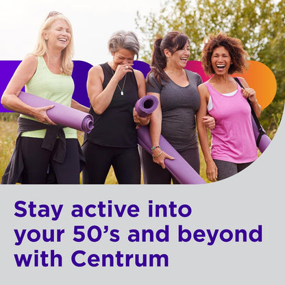 Centrum Silver Women's 50 Plus Multivitamin – Everyday Vitality Supplement for Bathroom Counter Wellness, Non-GMO and Gluten-Free - 200 Ct