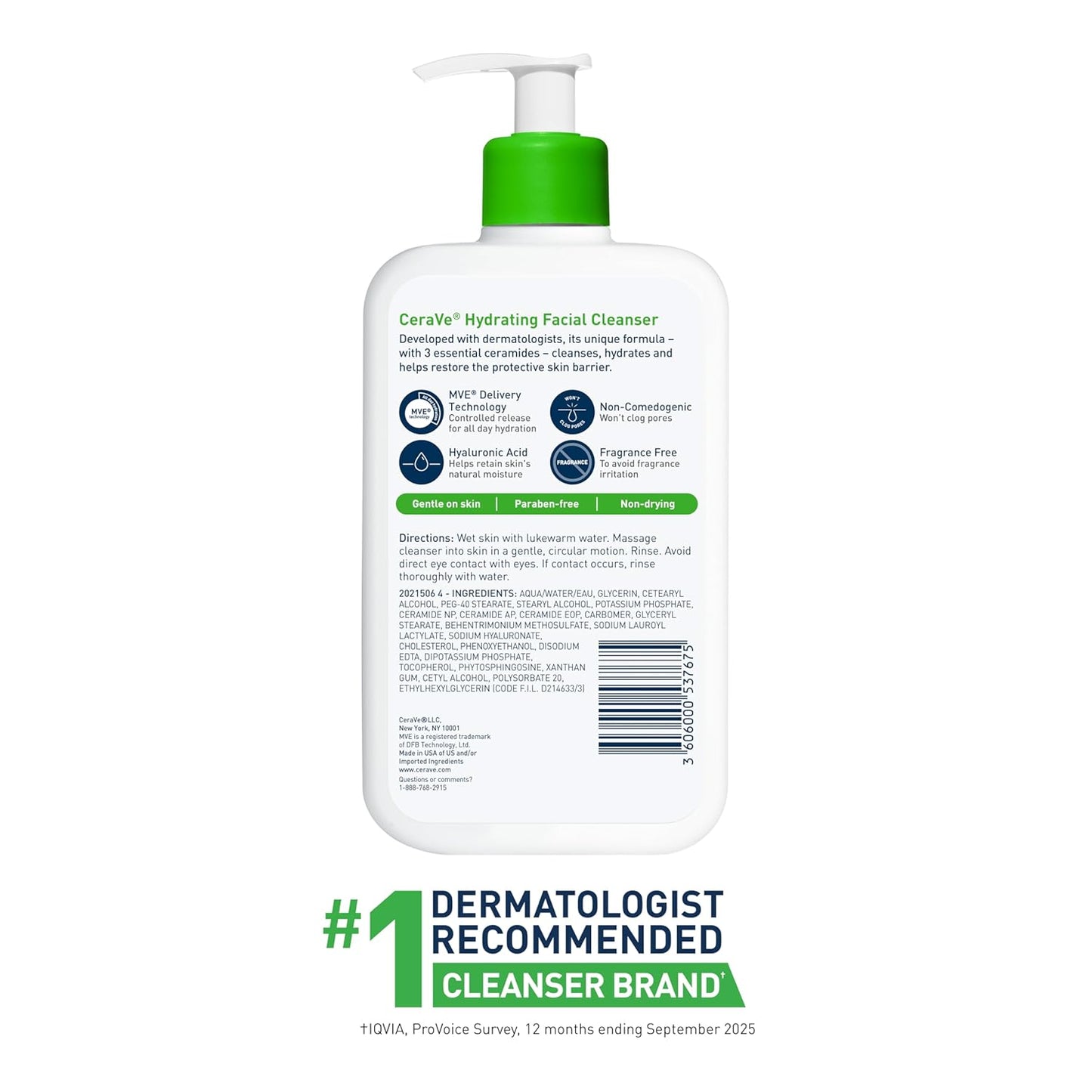 CeraVe Hydrating Facial Cleanser – NEA Certified Safe Choice for Sensitive, Eczema-Prone Skin
