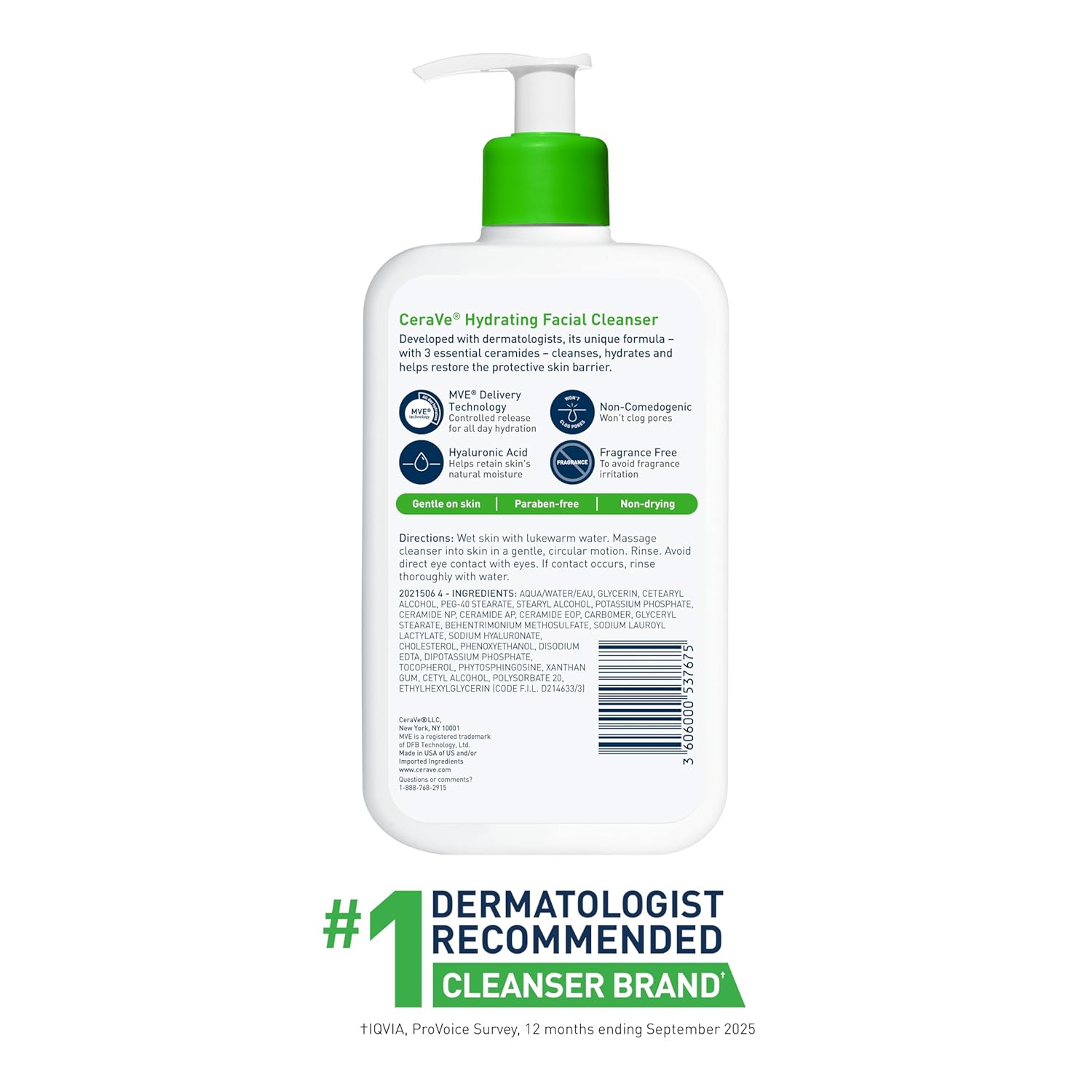 CeraVe Hydrating Facial Cleanser – NEA Certified Safe Choice for Sensitive, Eczema-Prone Skin