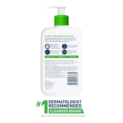 CeraVe Hydrating Facial Cleanser – NEA Certified Safe Choice for Sensitive, Eczema-Prone Skin