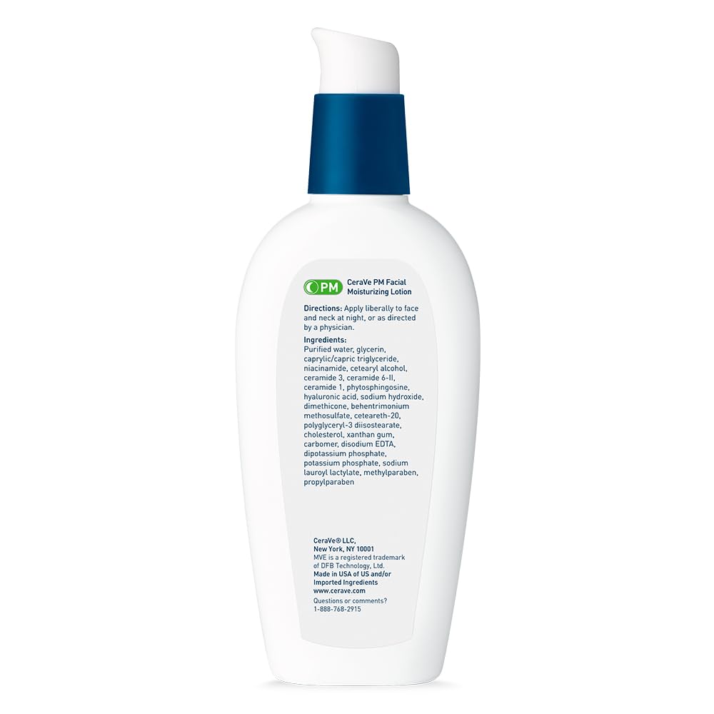 CeraVe PM Facial Moisturizer – Clean, Oil-Free Night Cream for Simple Skincare