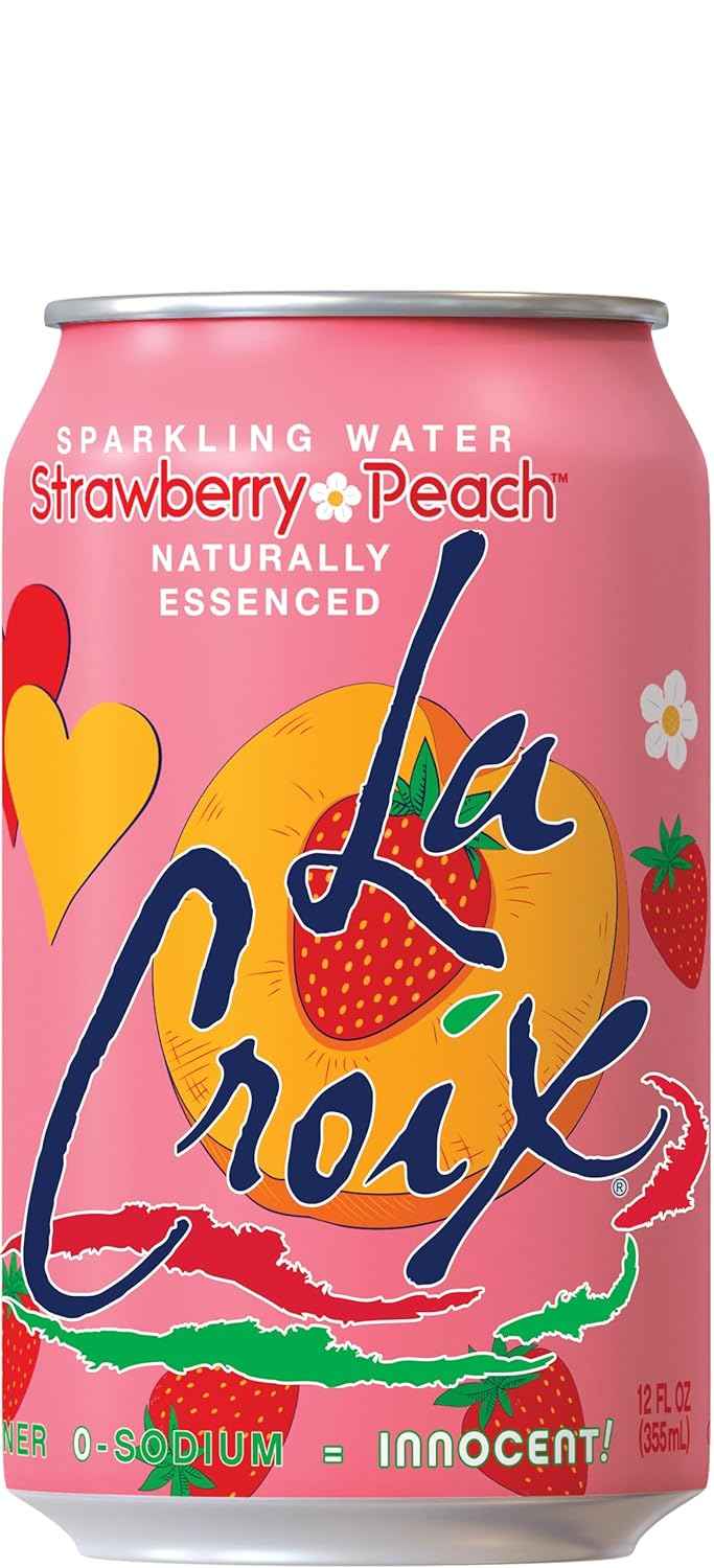 La Croix Strawberry Peach Sparkling Water – Portable Trail Picnic Beverage for Outdoor Dining