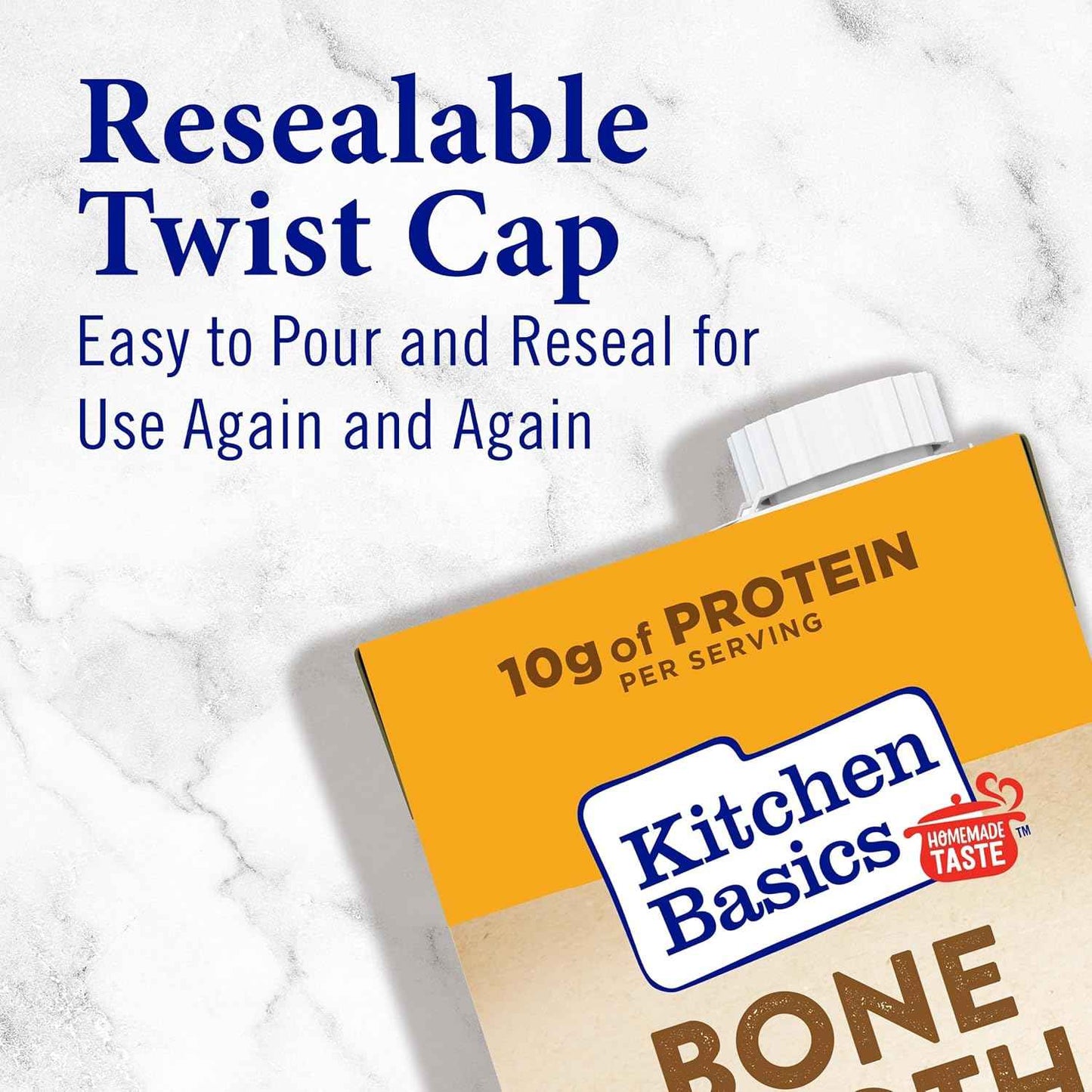 Kitchen Basics Chicken Bone Broth for Fast Weeknight Meal Prep, Flavor-Boost Cooking Base