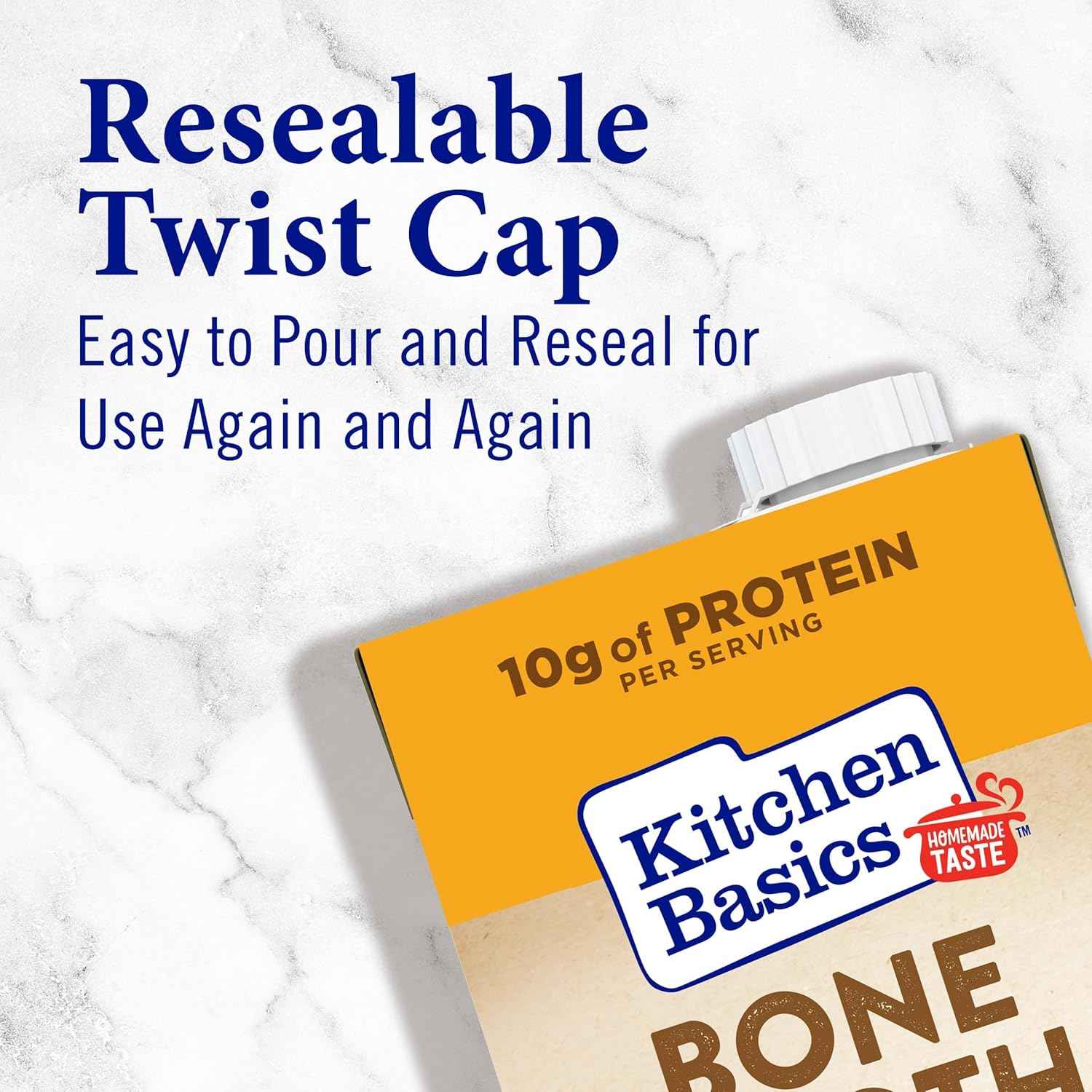 Kitchen Basics Chicken Bone Broth for Fast Weeknight Meal Prep, Flavor-Boost Cooking Base